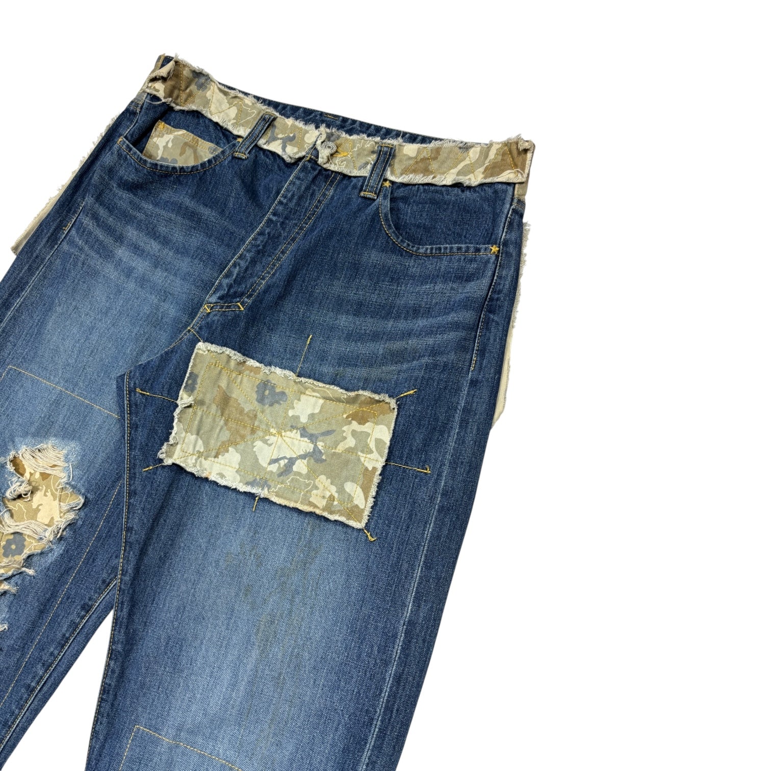 00s DOARAT Camo denim bondage pants