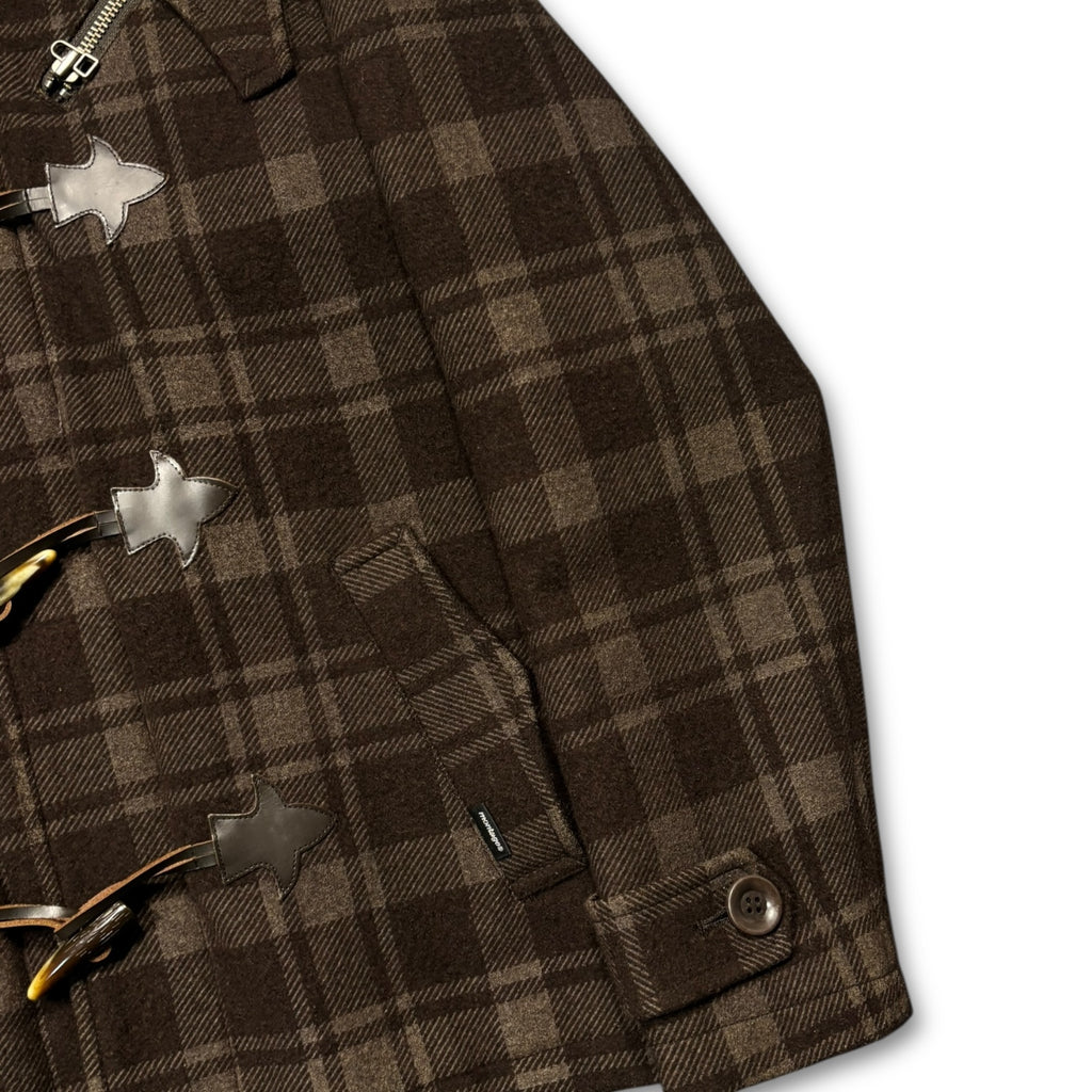 00s Montage Plaid Hooded duffle coat