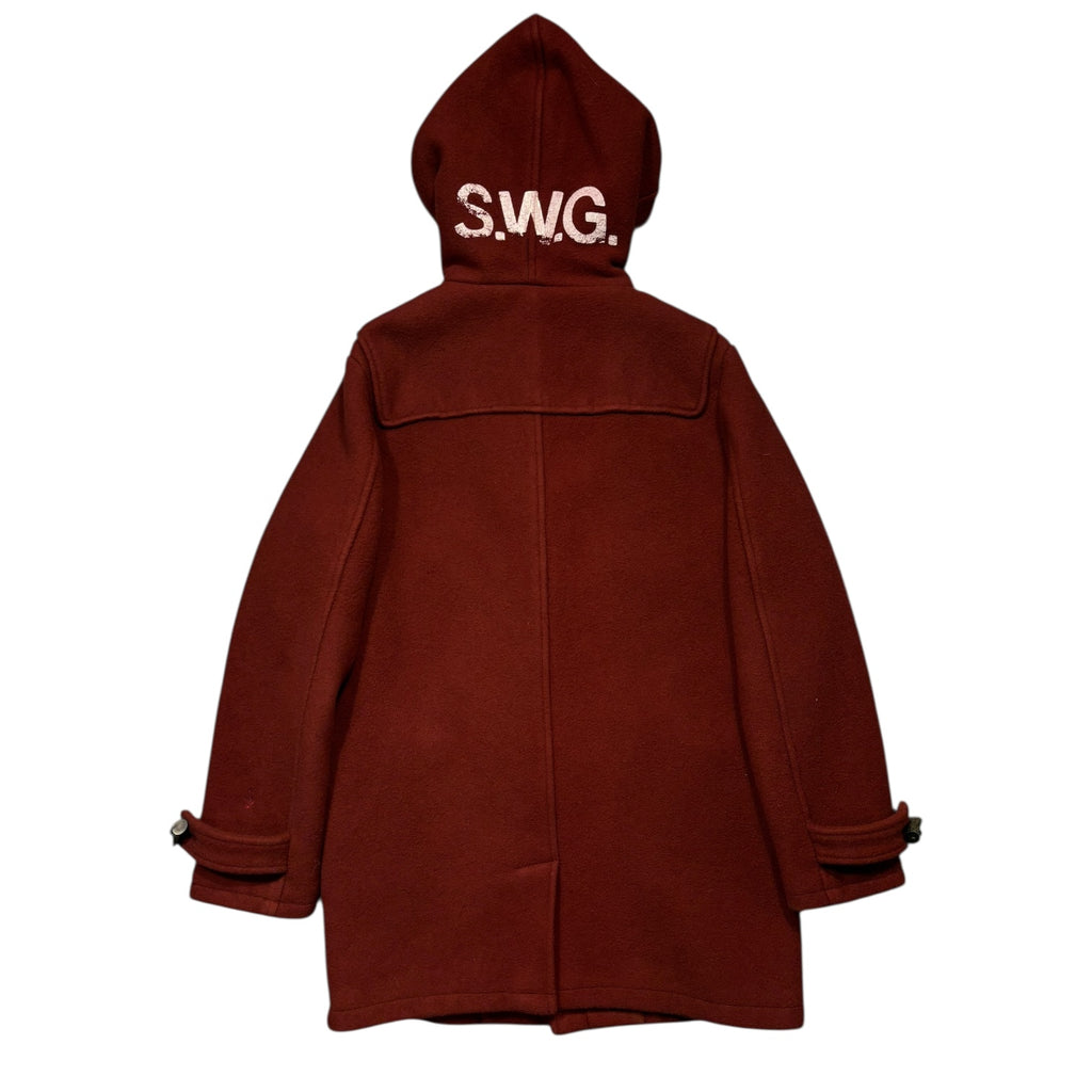 Swagger Red Hooded long duffle coat