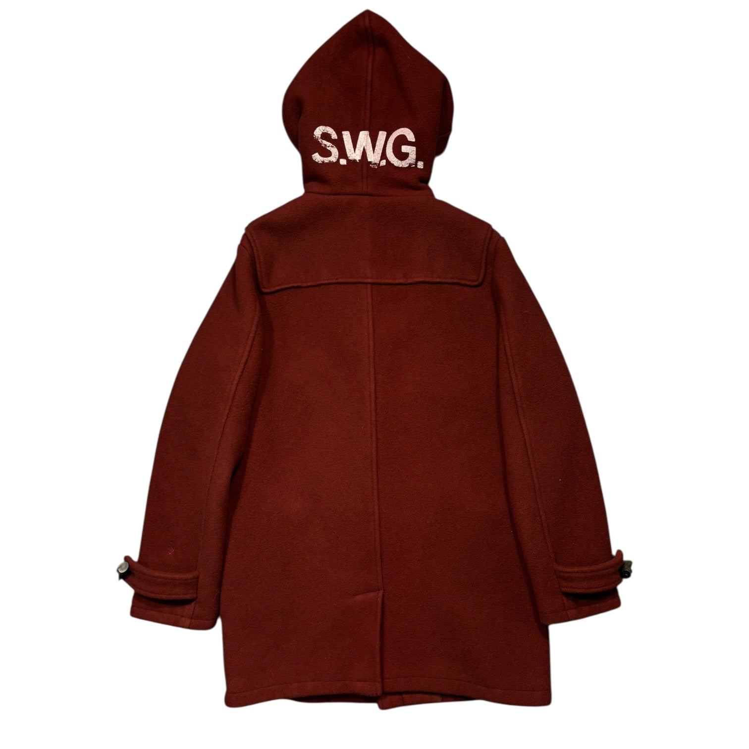 Swagger Red Hooded long duffle coat