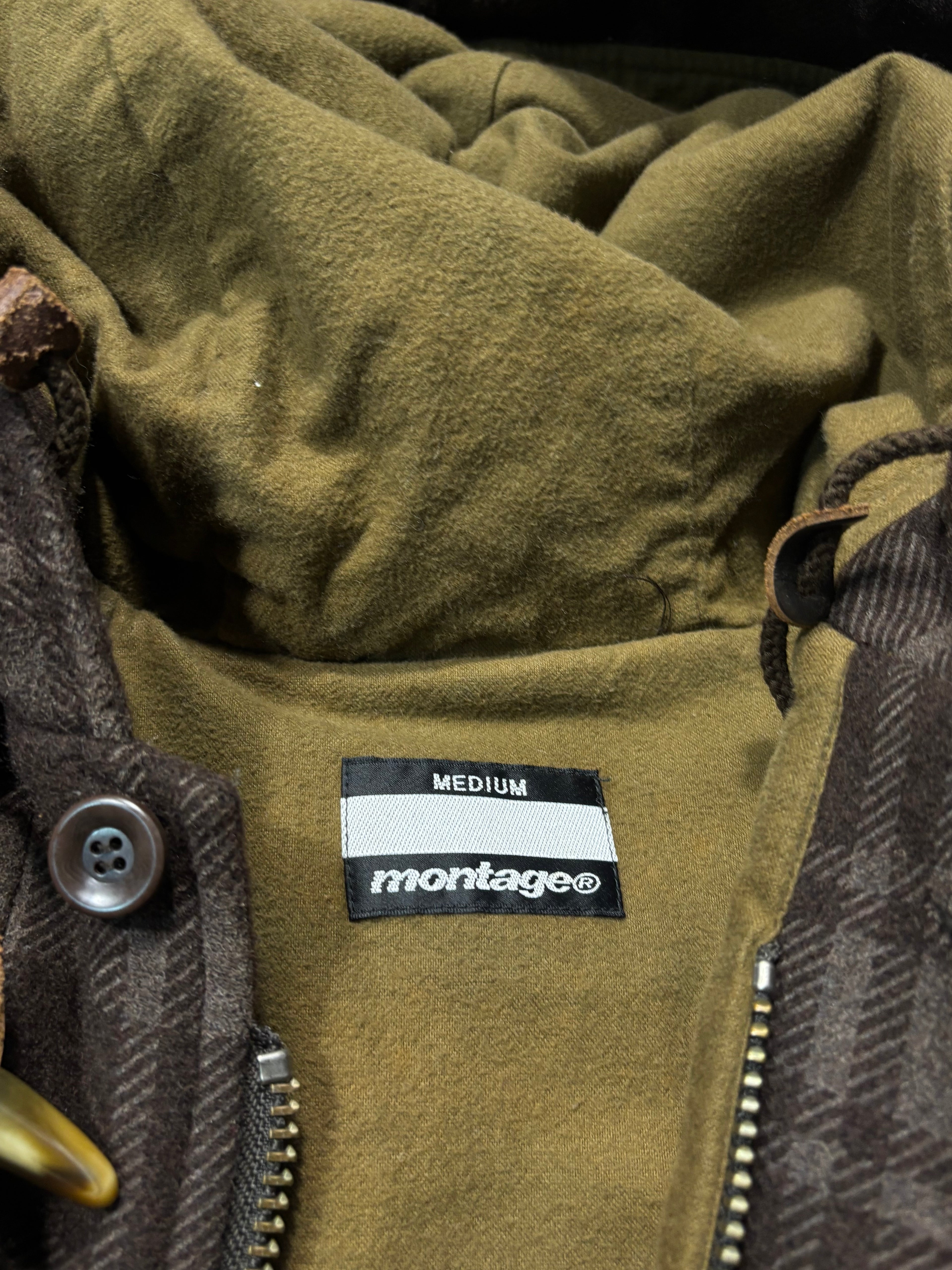 00s Montage Plaid Hooded duffle coat