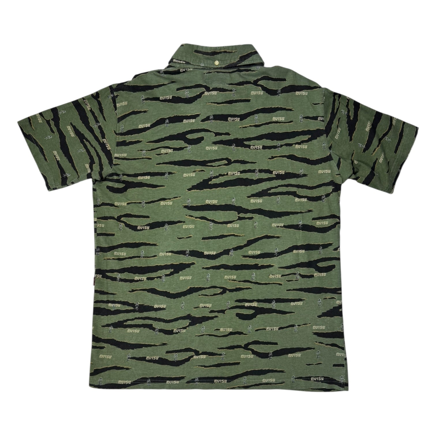 00s Evisu tiger camo green POLO