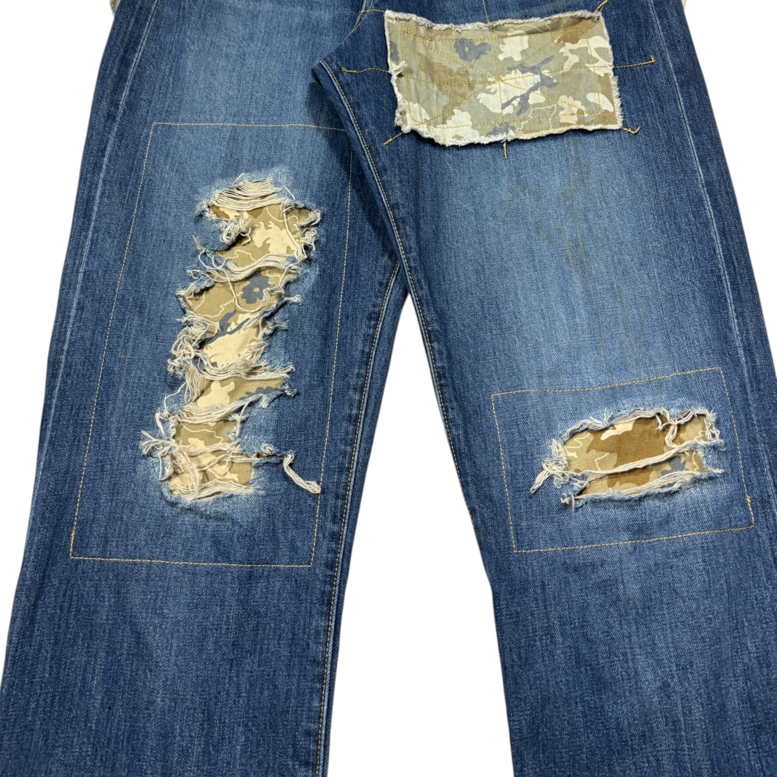 00s DOARAT Camo denim bondage pants