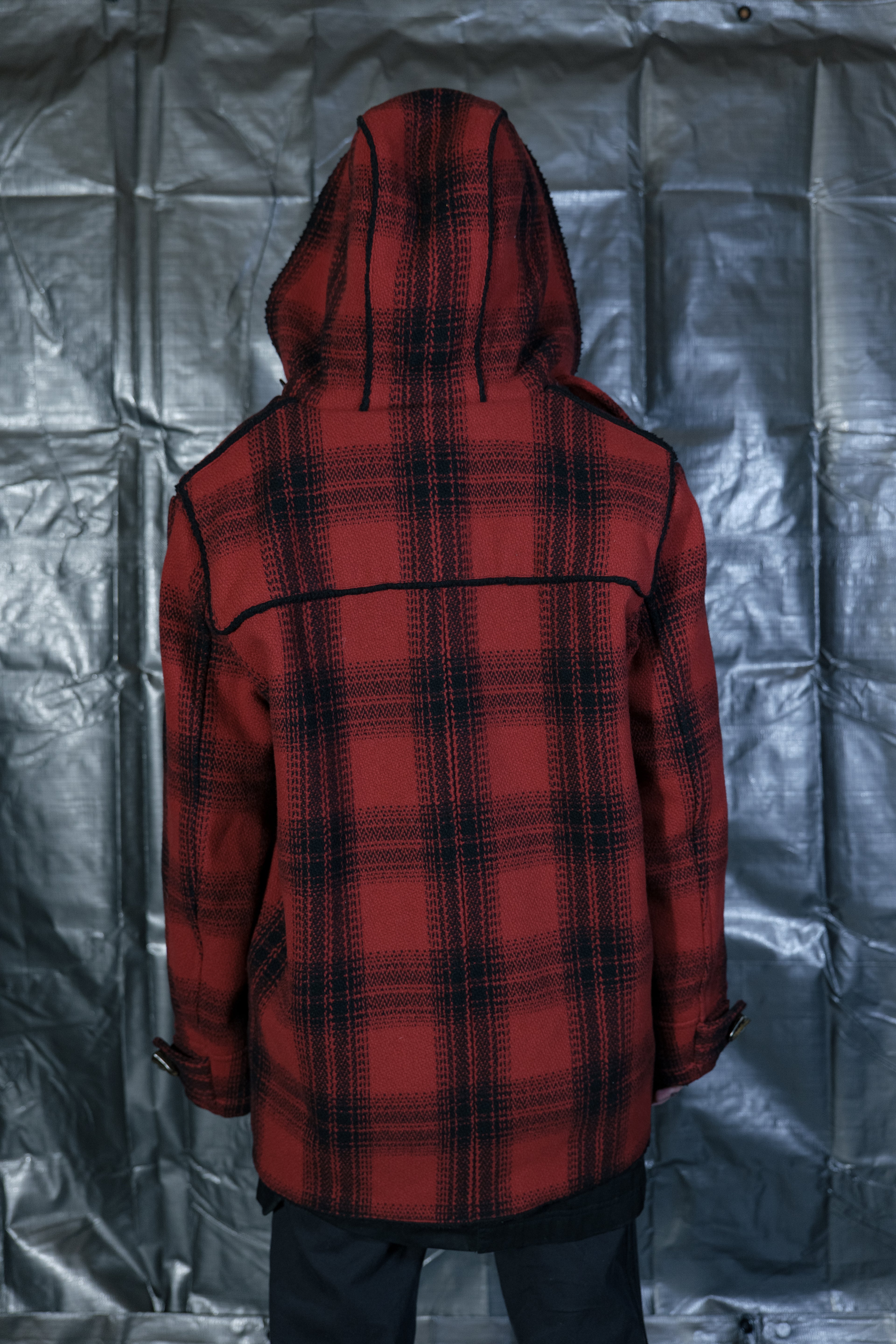 00s Complete Finess Hooded Plaid Coat
