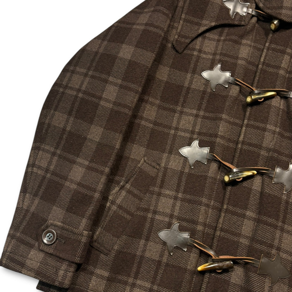 00s Montage Plaid Hooded duffle coat