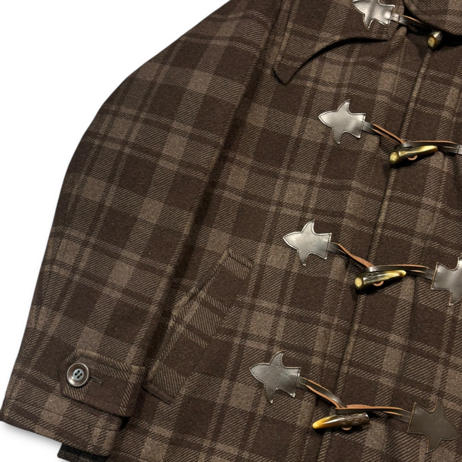 00s Montage Plaid Hooded duffle coat