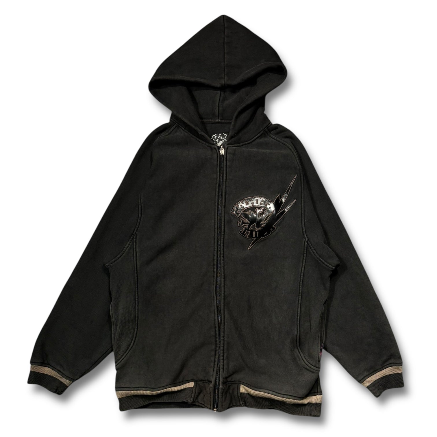 00s Zip up heavy Hoodie Rubber Wappen