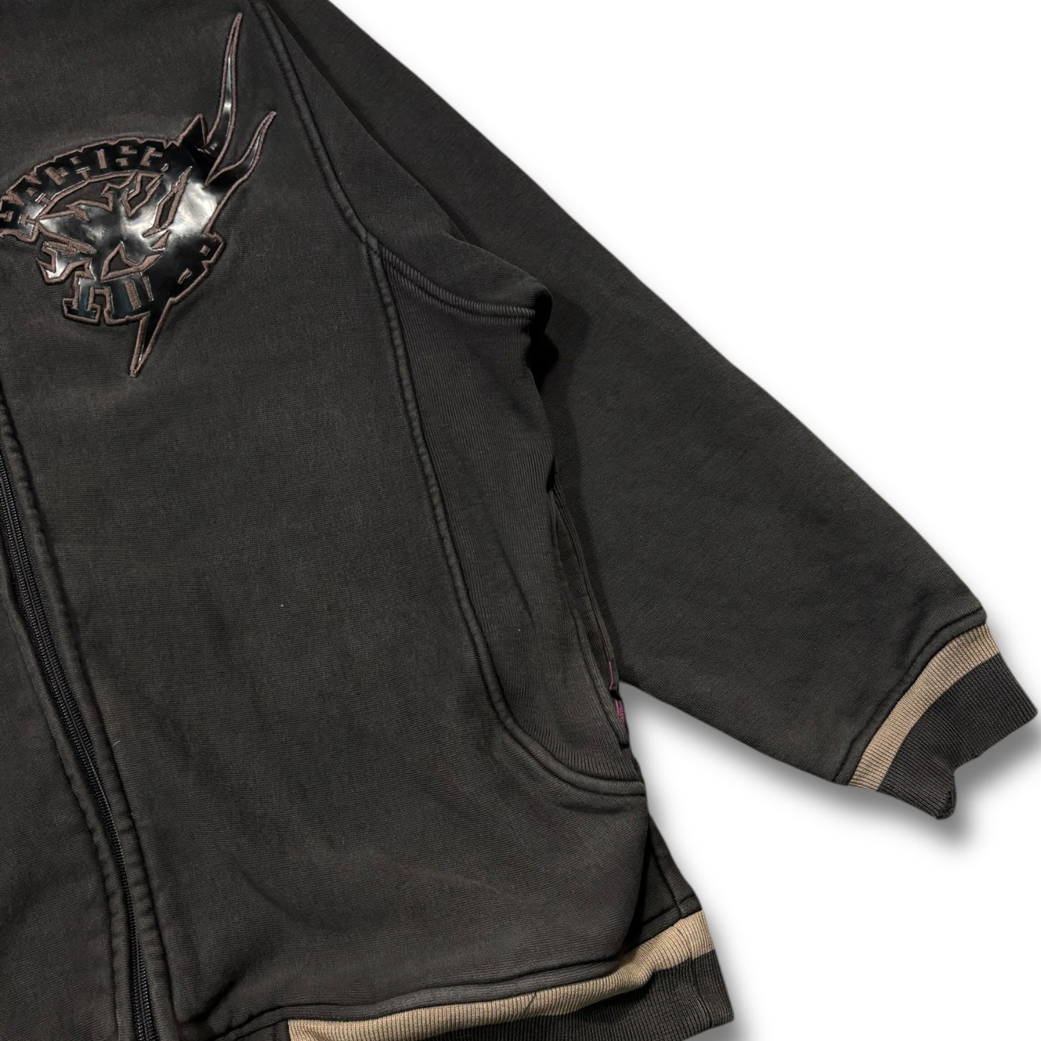 00s Zip up heavy Hoodie Rubber Wappen