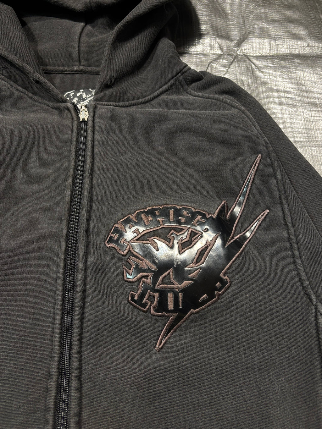00s Zip up heavy Hoodie Rubber Wappen