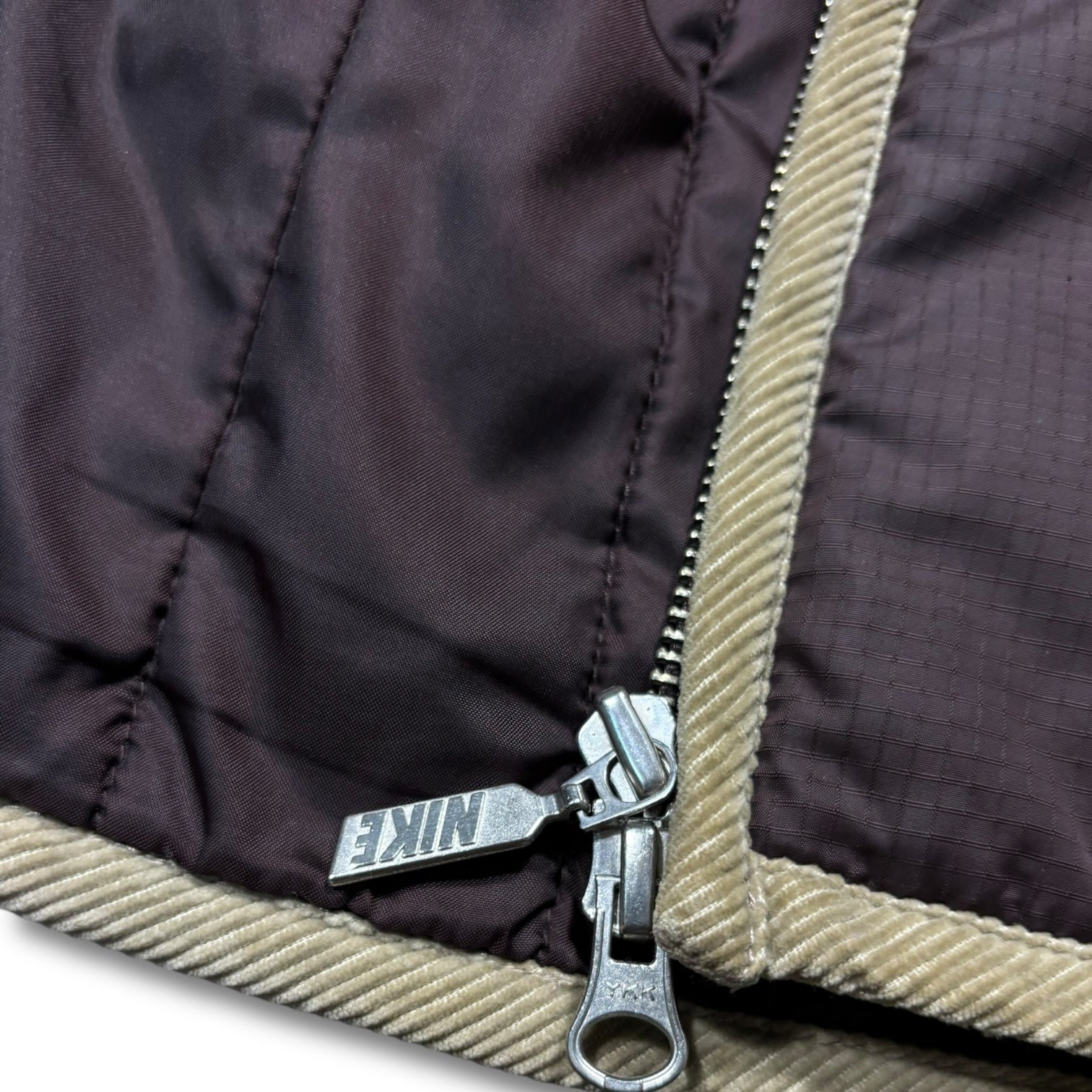 00s Nike Puffer Hooded Jaket / embroided / corduroy