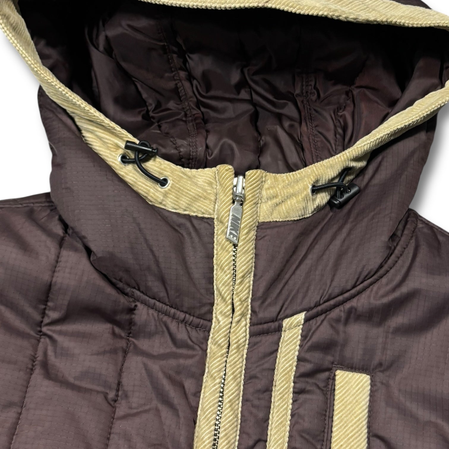 00s Nike Puffer Hooded Jaket / embroided / corduroy