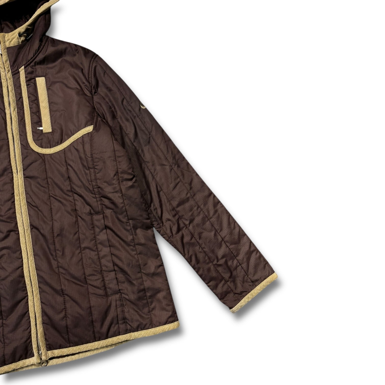 00s Nike Puffer Hooded Jaket / embroided / corduroy