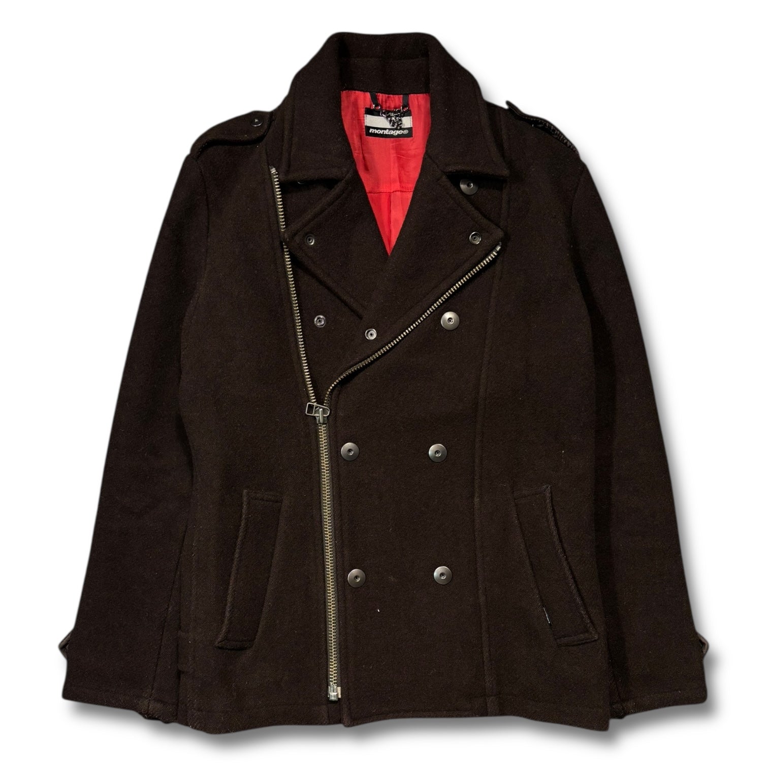 00s Montage Wool Coat Brown Double Button