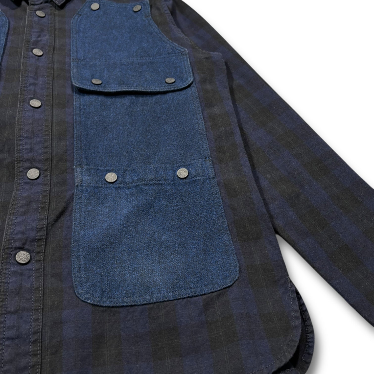 Whitemountaineering Cargo Pockets Shirts Navy Plaid