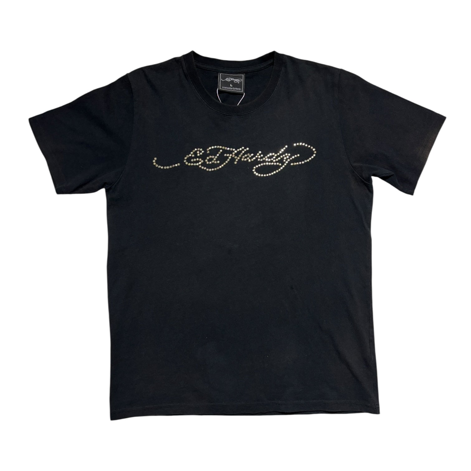 00s Edhardy line stone Tee Blk