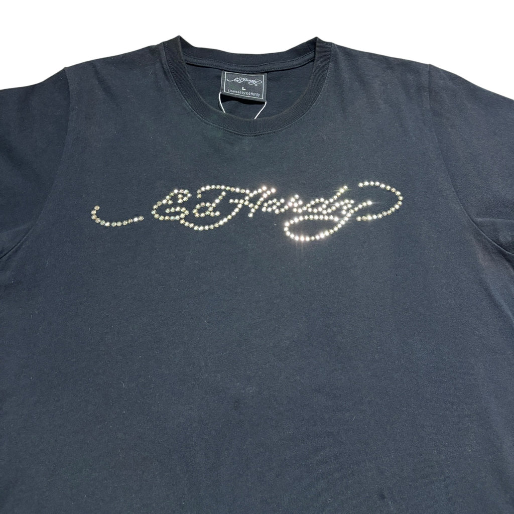 00s Edhardy line stone Tee Blk