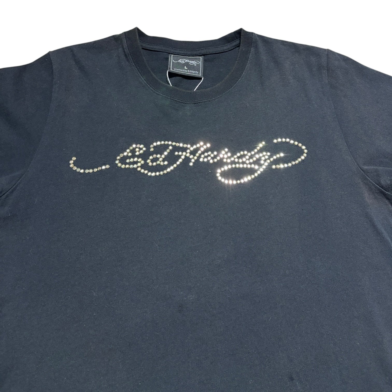 00s Edhardy line stone Tee Blk