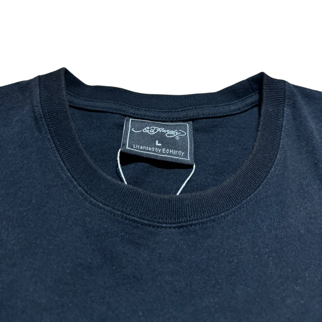 00s Edhardy line stone Tee Blk