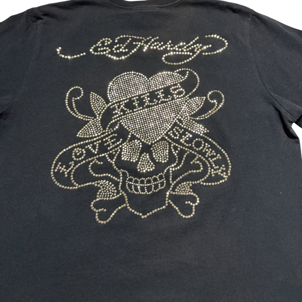 00s Edhardy line stone Tee Blk