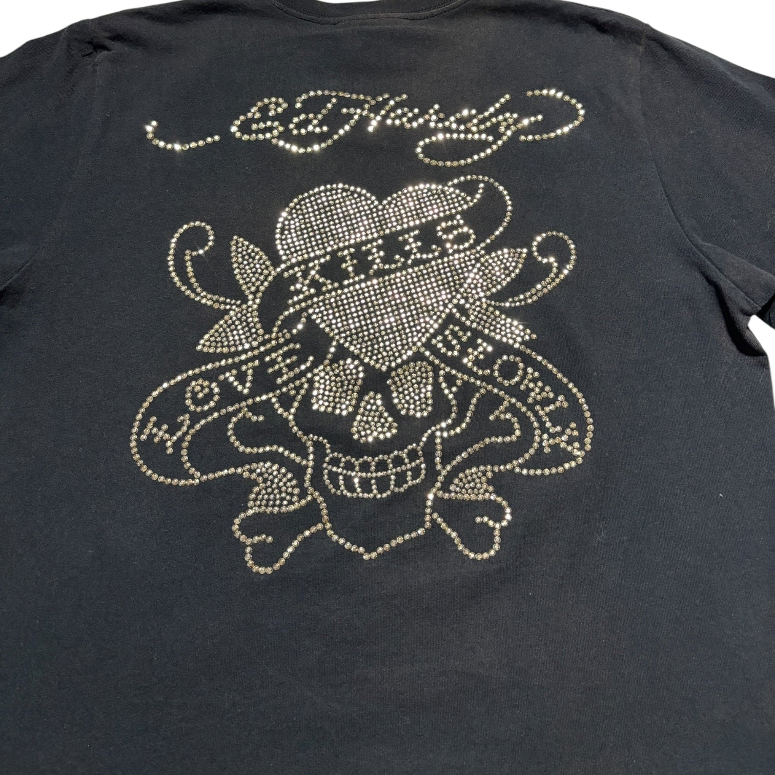 00s Edhardy line stone Tee Blk